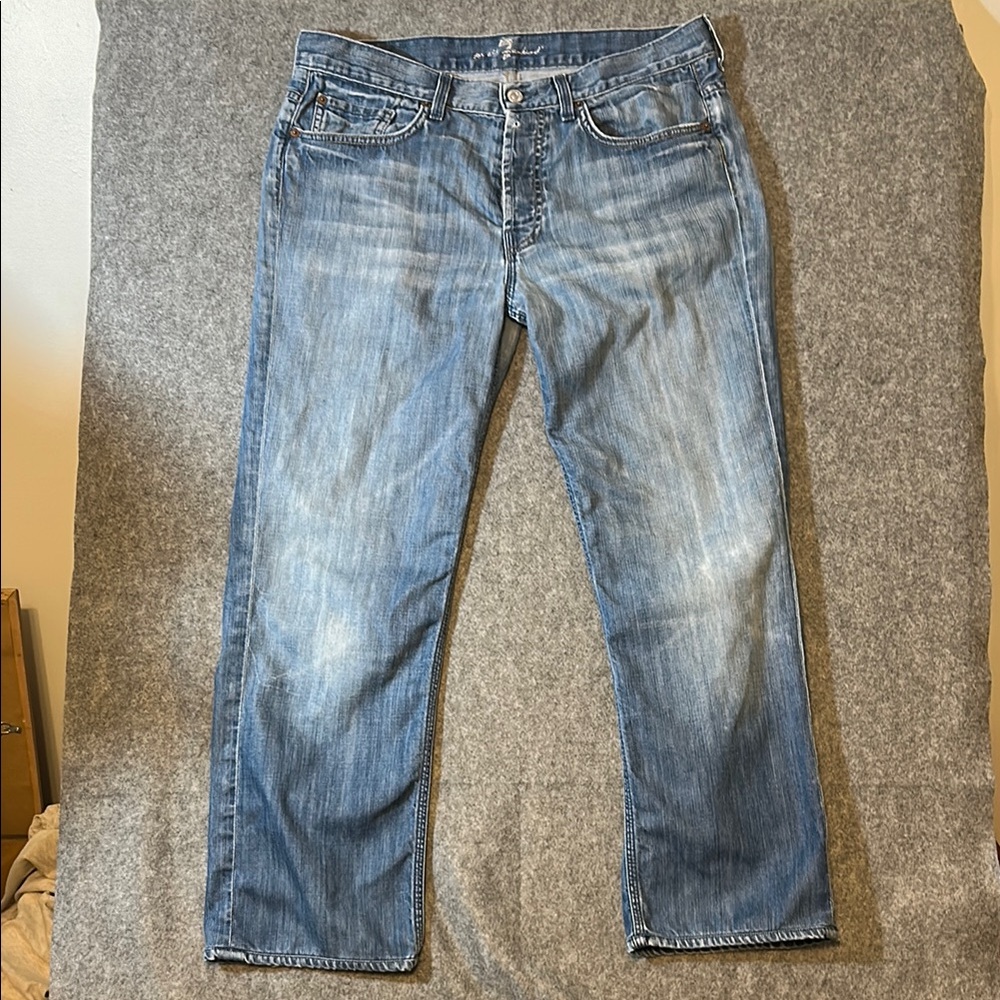 7 For All Mankind Blue Slouchy Men’s Jeans Classic Denim Size 32 Button Fly